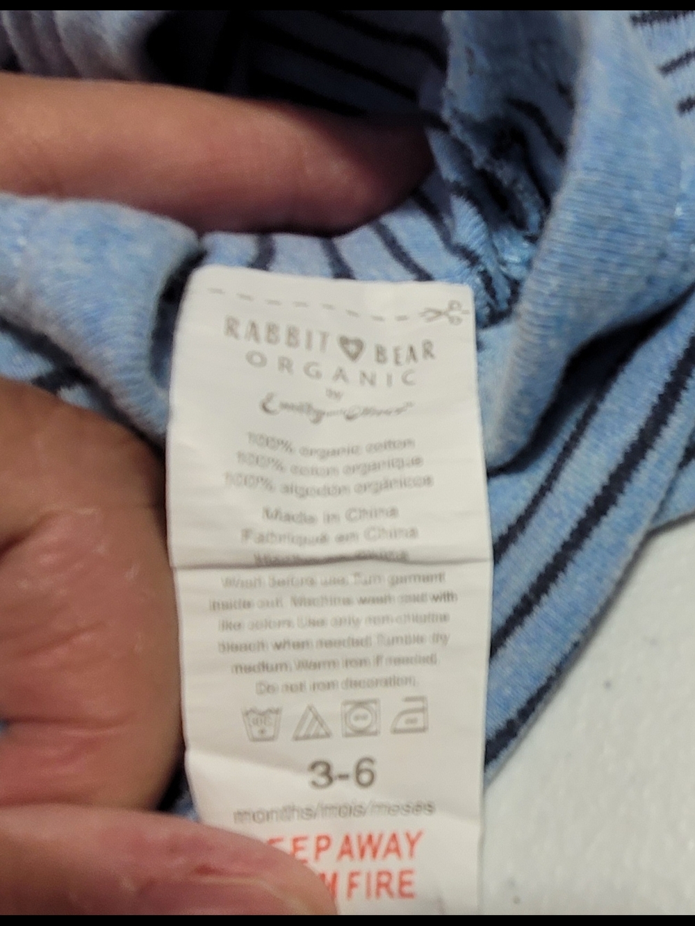 Rabbit & Bear Light Blue Striped Baby One-Piece Bodysuit - Picture 3 of 3
